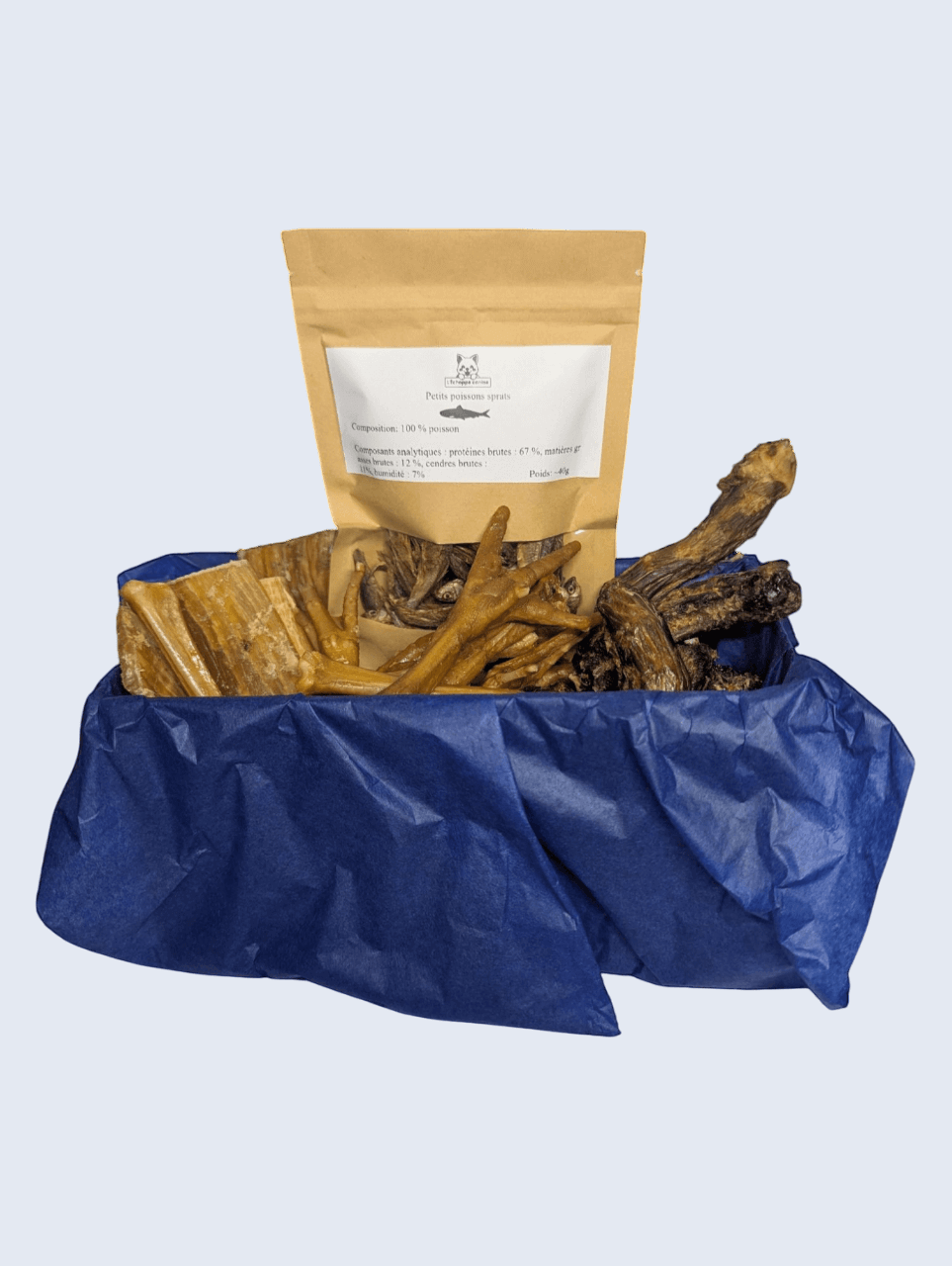 Une box idéale pour les petits chiens ou les friandises en récompense. Format mini, plaisir maxi, toujours 100% naturel.